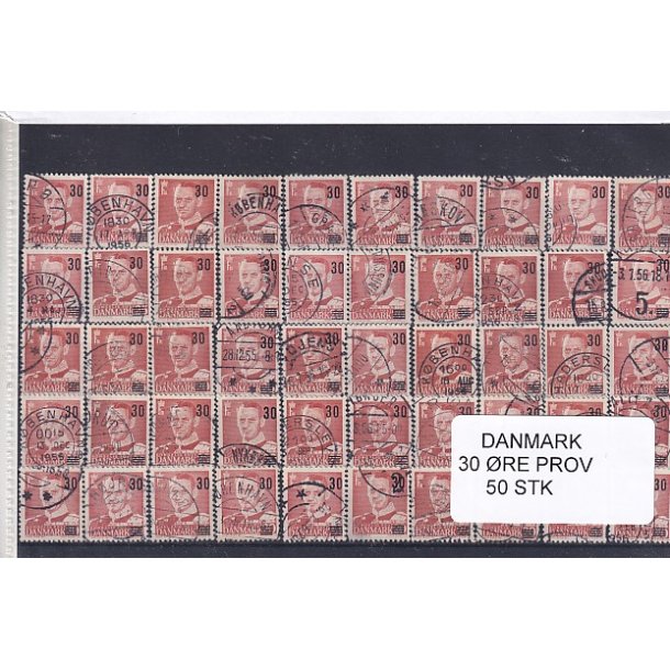 Danmark 50 stk - 30 re Provisorier - Stemplet