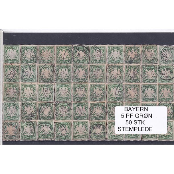 Bayern - 5 PF Grn - 50 Stk. - Stemplede