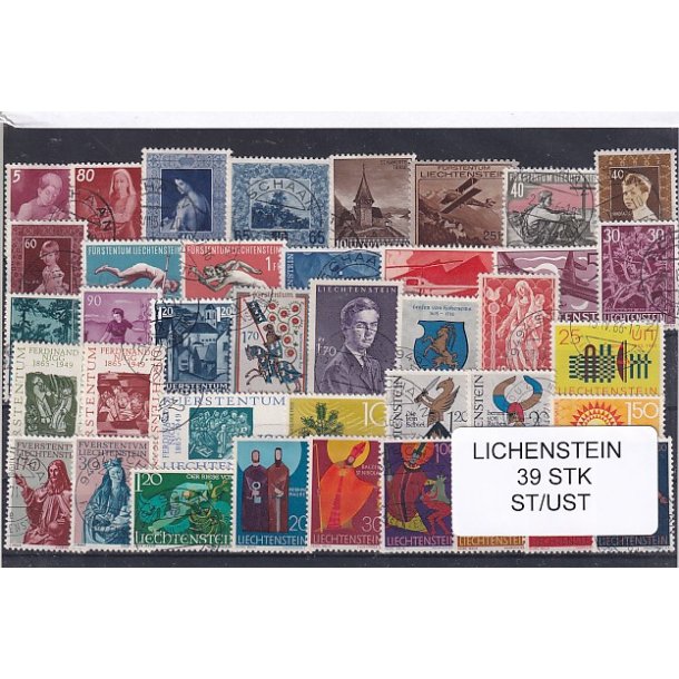 Lichtenstein Samling 39 Stk. Stemplet/Ustemplet
