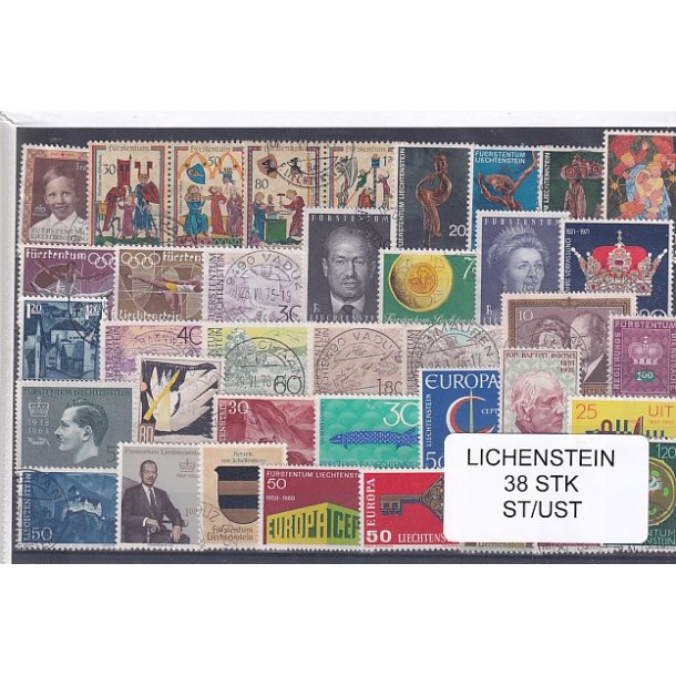Lichtenstein Samling 38 Stk. Stemplet/Ustemplet