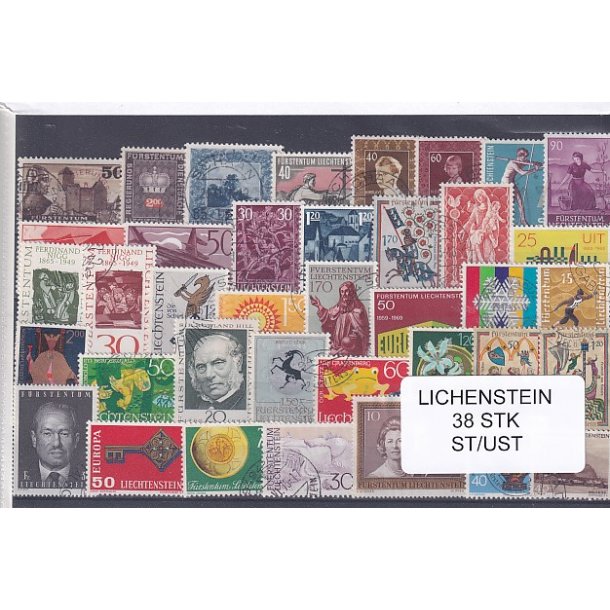 Lichtenstein Samling 38 Stk. Stemplet/Ustemplet