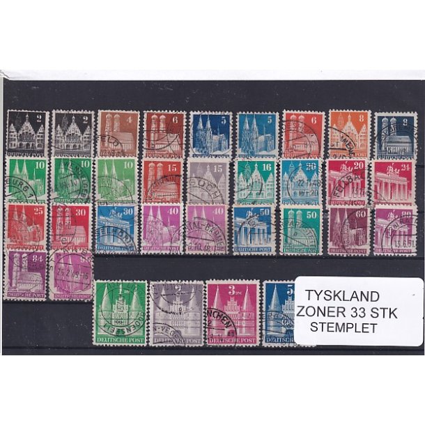 Tyskland Zoner -Bygninger - 33 Stk. Stemplet