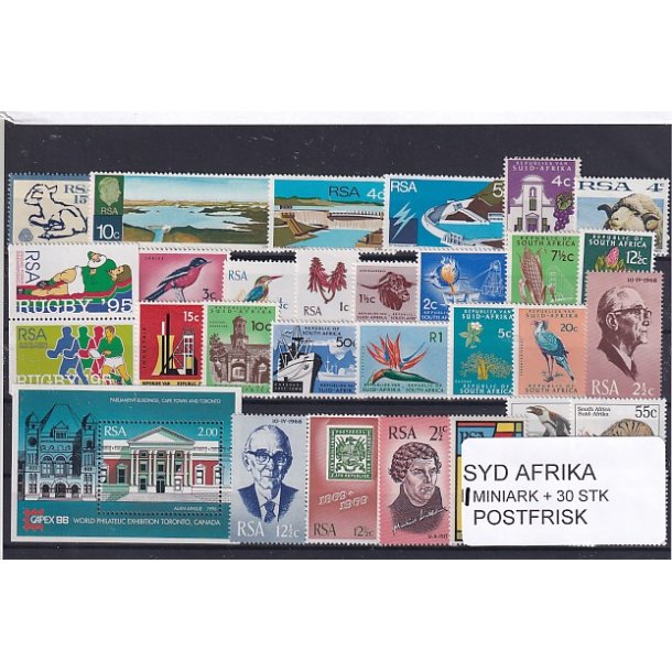 Syd Afrika Samling - 1 Miniark + 30 Stk. - Postfrisk