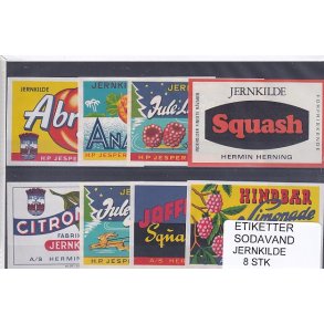 Etiketter - Sodavand - Jernkilde 8 Stk.