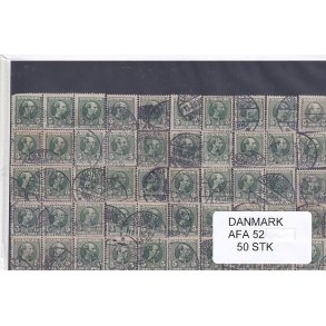 Danmark 50 stk Afa 52 Stemplet/ustemplet.