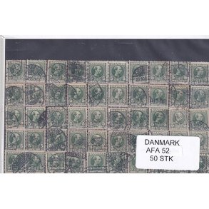 Danmark 50 stk Afa 52 Stemplet/ustemplet.