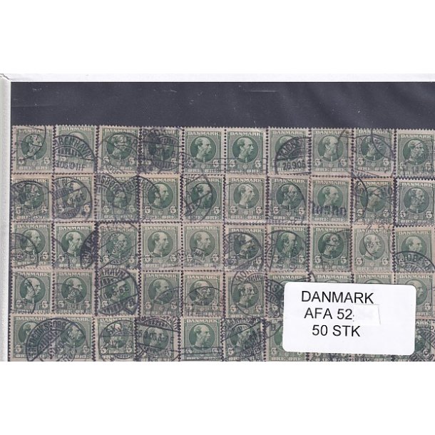 Danmark 50 stk Afa 52 Stemplet/ustemplet.