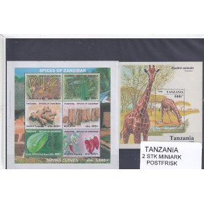 Tanzania - 2 Stk. Miniark - Postfrisk