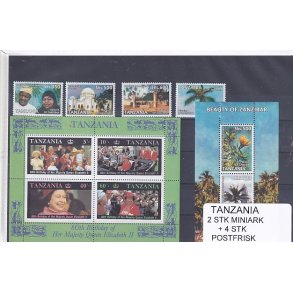 Tanzania - 2 Stk. Miniark + 4 Stk.- Postfrisk