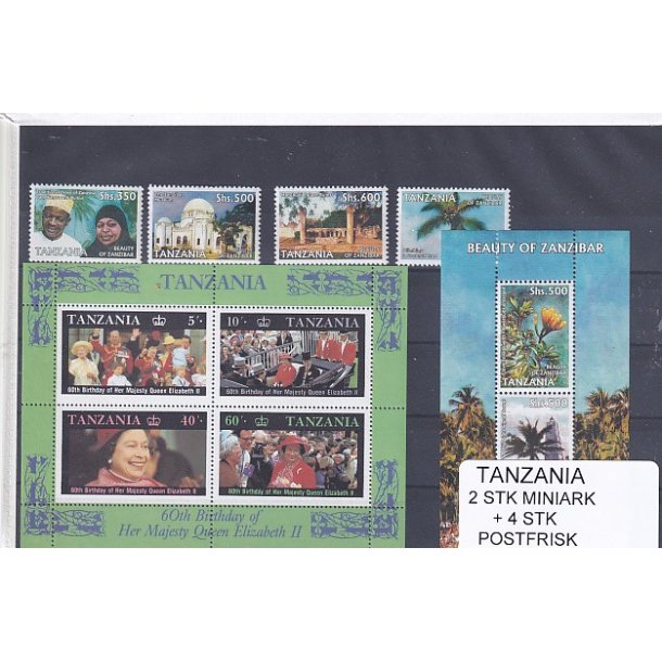 Tanzania - 2 Stk. Miniark + 4 Stk.- Postfrisk