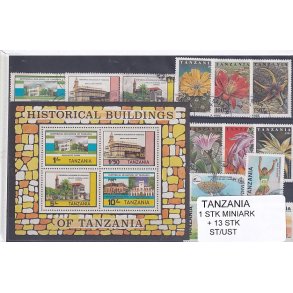 Tanzania - 1 Stk. Miniark  + 13 Stk.  - Stemplet/Ustemplet
