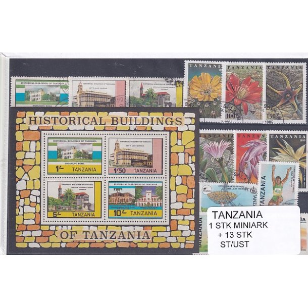 Tanzania - 1 Stk. Miniark  + 13 Stk.  - Stemplet/Ustemplet