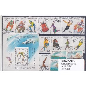 Tanzania - 1 Stk. Miniark  + 16 Stk.  - Stemplet/Ustemplet