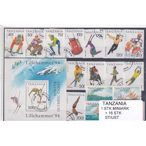Tanzania - 1 Stk. Miniark  + 16 Stk.  - Stemplet/Ustemplet
