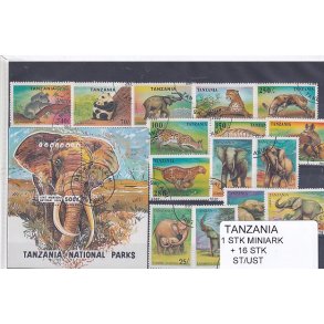 Tanzania - 1 Stk. Miniark  + 16 Stk.  - Stemplet/Ustemplet