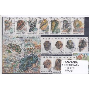 Tanzania - 1 Stk. Miniark  + 16 Stk.  - Stemplet/Ustemplet