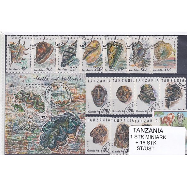 Tanzania - 1 Stk. Miniark  + 16 Stk.  - Stemplet/Ustemplet