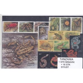 Tanzania - 1 Stk. Miniark  + 16 Stk.  - Stemplet/Ustemplet