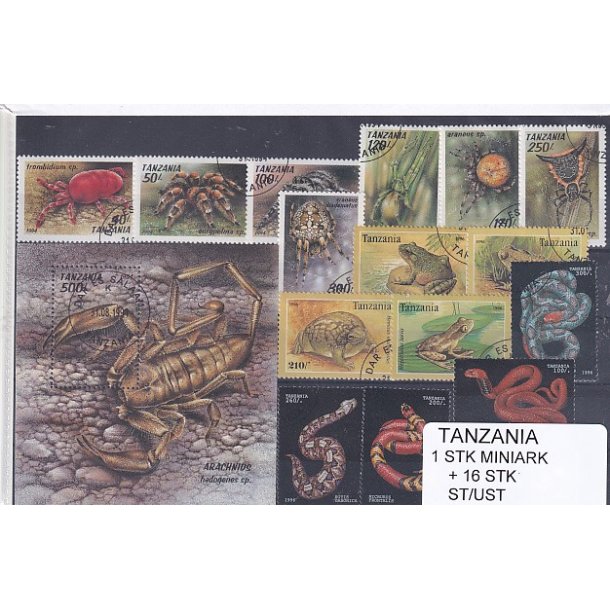 Tanzania - 1 Stk. Miniark  + 16 Stk.  - Stemplet/Ustemplet