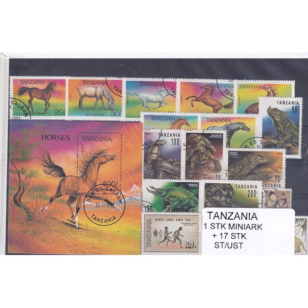 Tanzania - 1 Stk. Miniark  + 17 Stk.  - Stemplet/Ustemplet
