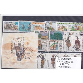 Tanzania - 1 Stk. Miniark  + 17 Stk.  - Stemplet/Ustemplet
