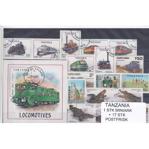 Tanzania - 1 Stk. Miniark  + 17 Stk.  - Stemplet/Ustemplet