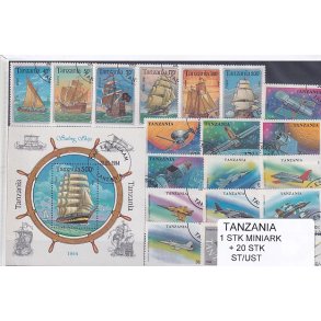 Tanzania - 1 Stk. Miniark  + 20 Stk.  - Stemplet/Ustemplet