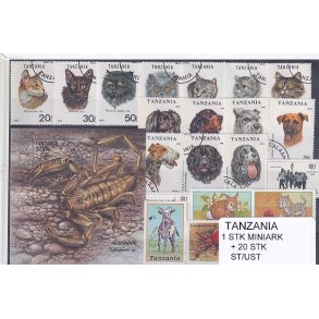 Tanzania - 1 Stk. Miniark  + 20 Stk.  - Stemplet/Ustemplet