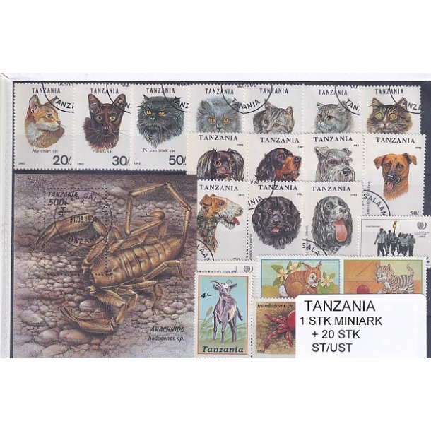 Tanzania - 1 Stk. Miniark  + 20 Stk.  - Stemplet/Ustemplet