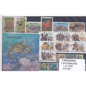 Tanzania - 1 Stk. Miniark  + 21 Stk.  - Stemplet/Ustemplet