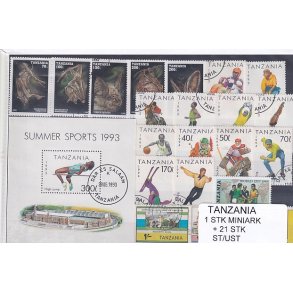 Tanzania - 1 Stk. Miniark  + 21 Stk.  - Stemplet/Ustemplet