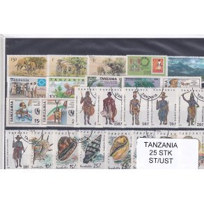 Tanzania - 25 Stk.  - Stemplet/Ustemplet