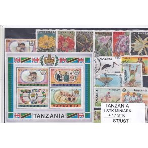 Tanzania - 1 Stk. Miniark  + 18 Stk.  - Stemplet/Ustemplet