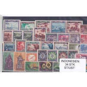 Indonesien Samling. 34 Stk. Stemplet/Ustemplet