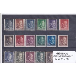 Generalgouvernernement Samling -  AFA 71 - 88 - 18 Stk. Stemplet/Ustemplet
