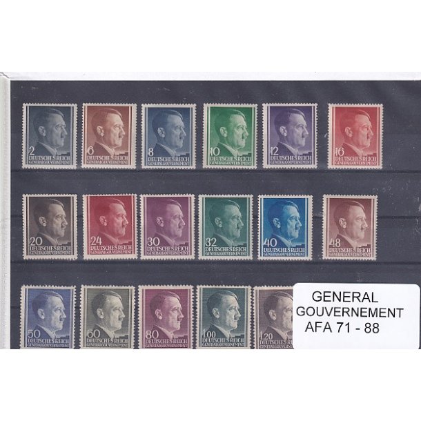 Generalgouvernernement Samling -  AFA 71 - 88 - 18 Stk. Stemplet/Ustemplet