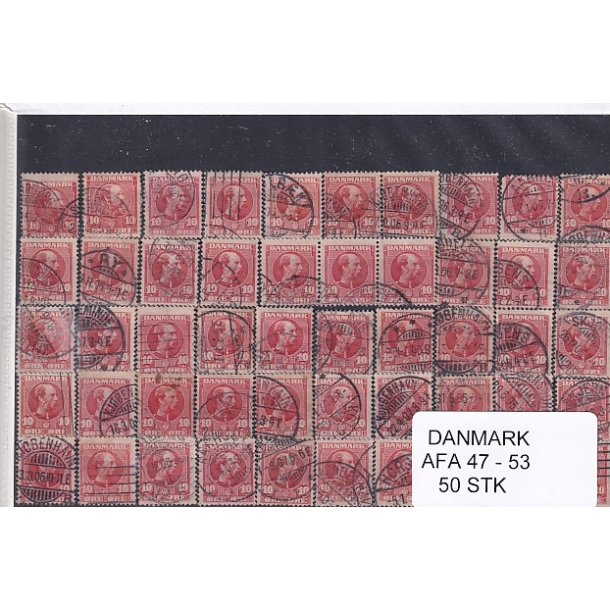 Danmark 50 stk. Afa 47/53 Stemplet/ustemplet.