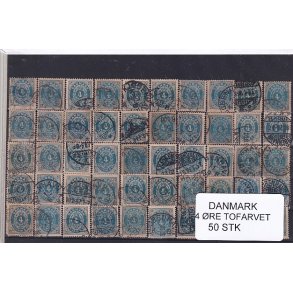 Danmark - 50 stk 4 re Tofarvede Stemplet