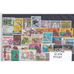 Singapore Samling. 32 Stk. Stemplet/Ustemplet