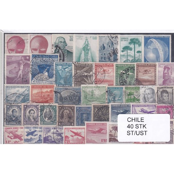 Chile Samling - 40 Stk. Stemplet/Ustemplet