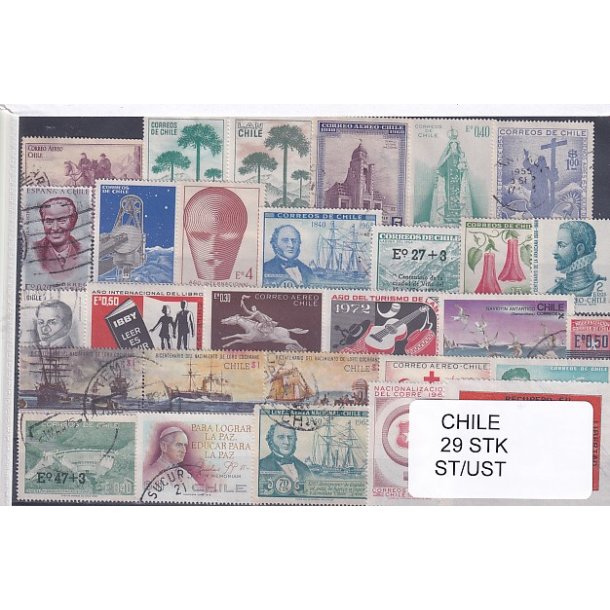 Chile Samling - 29 Stk. Stemplet/Ustemplet