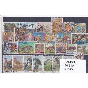 Zambia Samling - 28 Stk. Stemplet/Ustemplet.