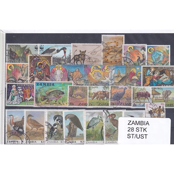 Zambia Samling - 28 Stk. Stemplet/Ustemplet.