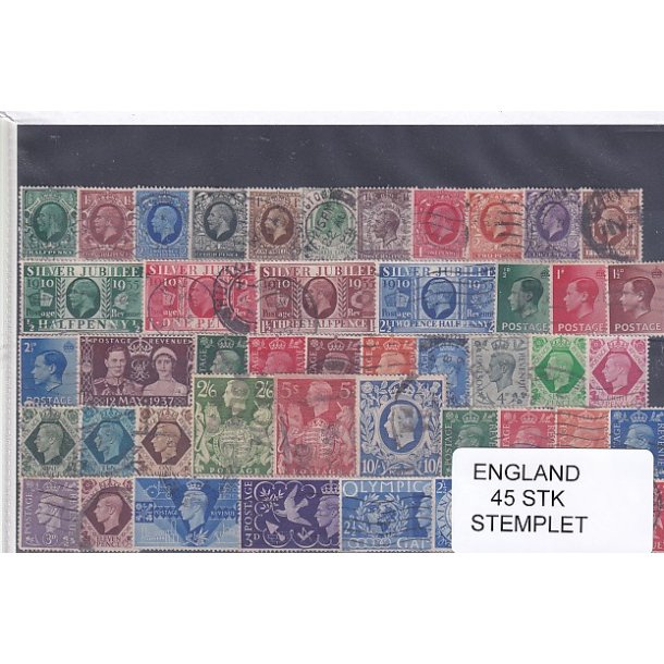 England Samling - 45 Stk. forskellige - Stemplet