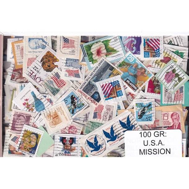 U.S.A. 100 g. Mission - T�t Klip + Lidt afvaskede - Hjemkommet 1 - 3 - 22