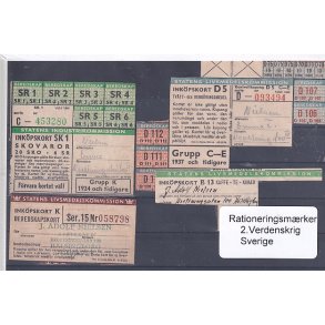 Rationeringsmrker - 2. Verdenskrig - Sverige