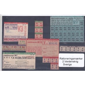 Rationeringsmrker - 2. Verdenskrig - Sverige