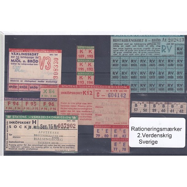 Rationeringsmrker - 2. Verdenskrig - Sverige