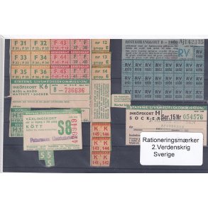 Rationeringsmrker - 2. Verdenskrig - Sverige