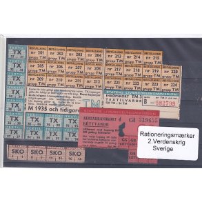 Rationeringsmrker - 2. Verdenskrig - Sverige